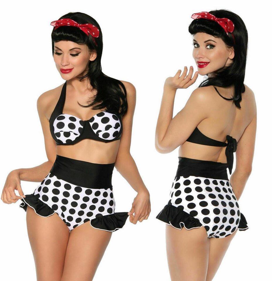 Samegame Push-Up-Bikini Vintage Push-Up Bikini Set Rockabilly höhe Taille Polka Dots von Samegame