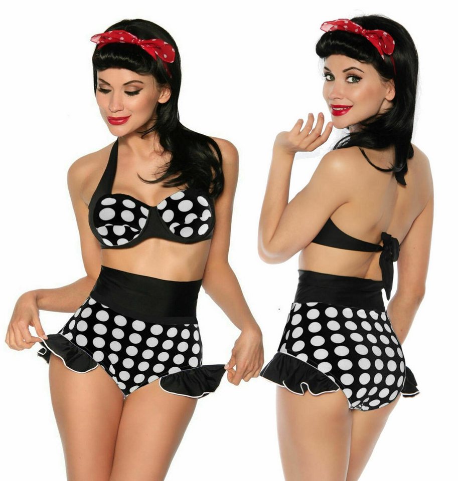 Samegame Push-Up-Bikini Vintage Push-Up Bikini Set Rockabilly höhe Taille Polka Dots von Samegame