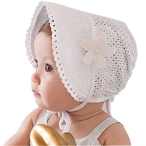 SAMGU Reizende Nette Prinzessin Kind Kind Mädchen Baby Hut Beanie Neue Spitze Blumenkappen Farbe Weiß von SAMGU