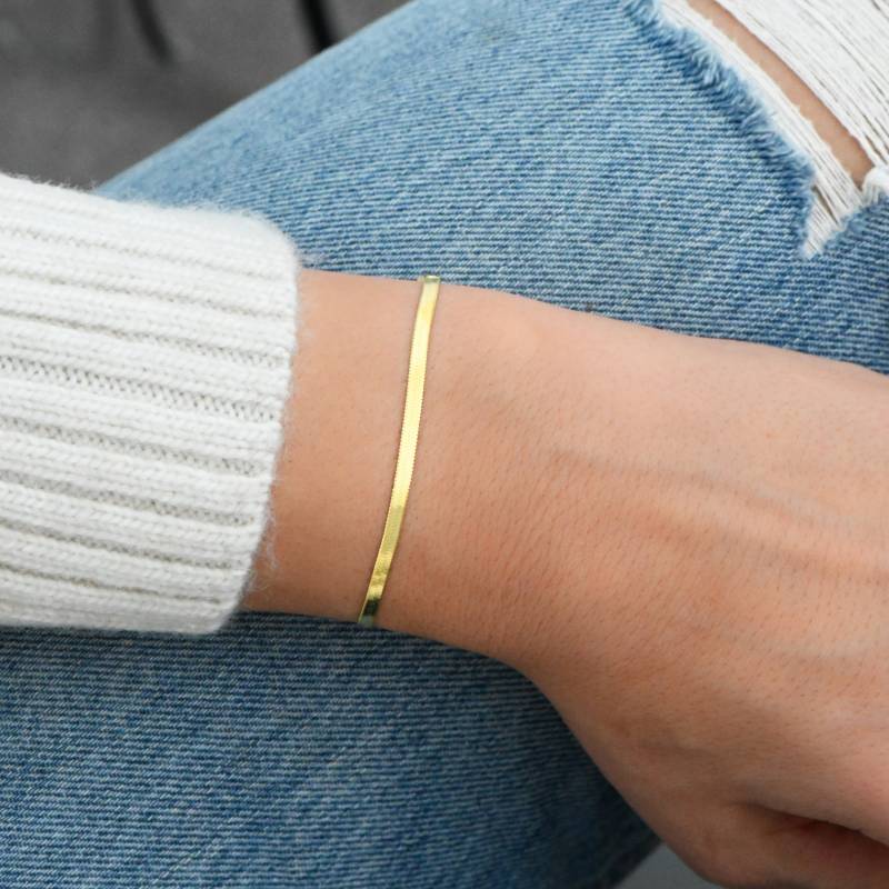2 Mm Herringbone Armband, Gold Herringbone, Zierliche Schlangenarmband, Geschenk Für Sie von SamiJEWELS