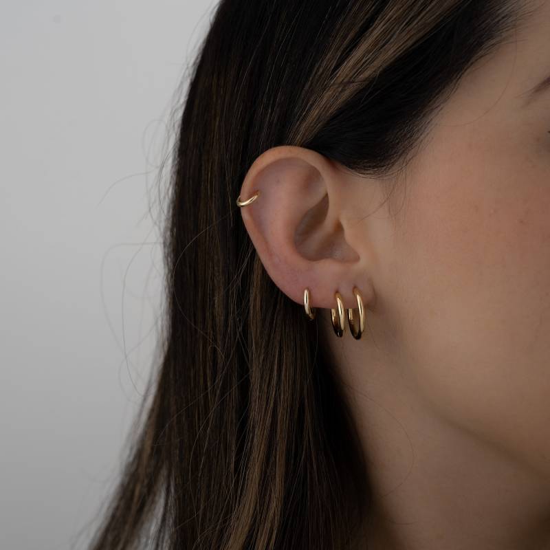 3 Hoop Ohrringe Set, Kleine Ohrringe, Minimalist Gold Hoops, Geschenk Für Sie, Zierliche Creolen von SamiJEWELS