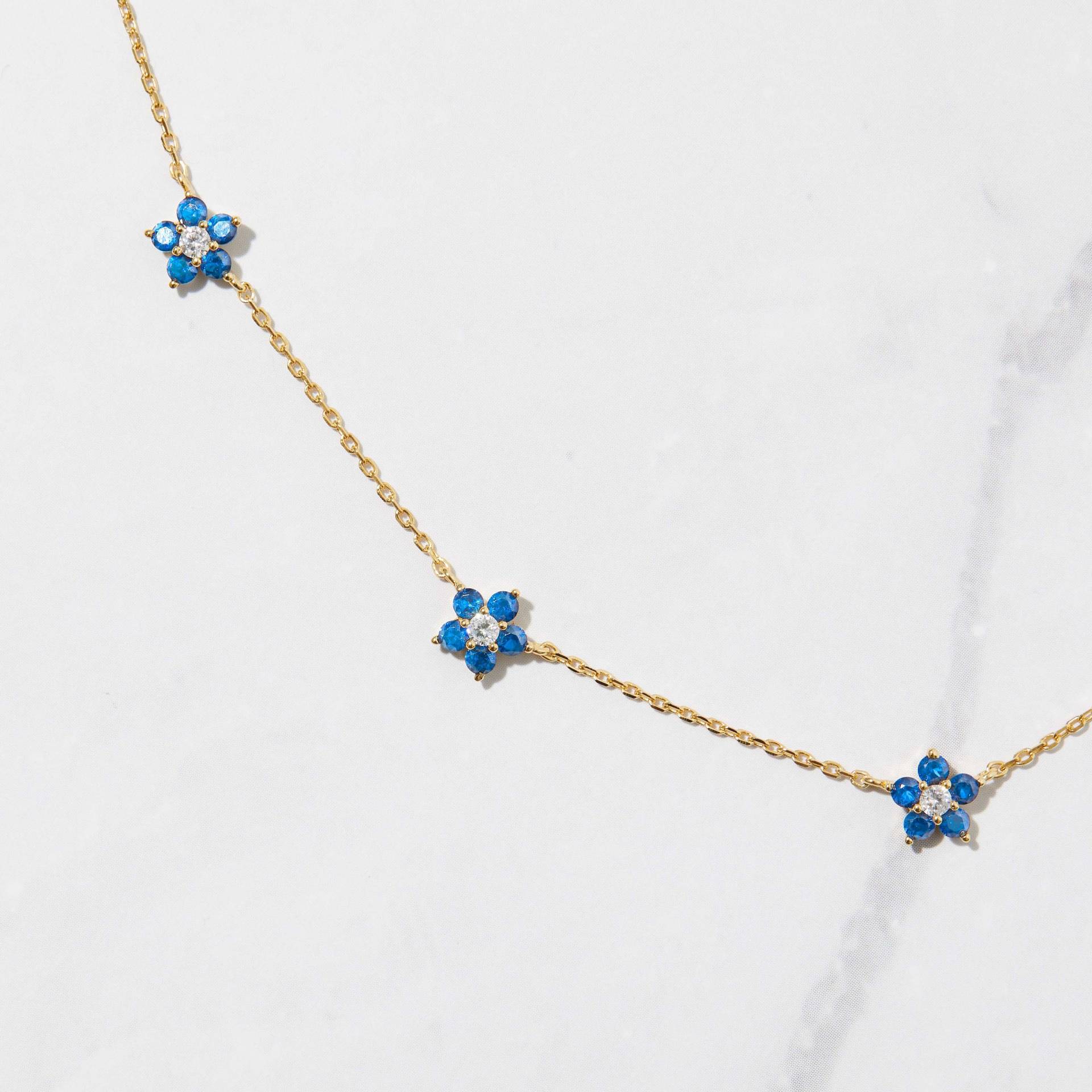 Aquamarin Halskette, Blume Daisy Layering Zierliche Schmuck, März Geburtsstein, Geschenk Für Sie von SamiJEWELS