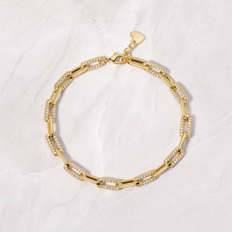 Büroklammer Armband, Kettenarmband, Diamant Gold Minimalist Zierliche Geschenk Für Sie, Cz Armbänder von SamiJEWELS