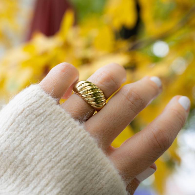 Croissant Ring, Gold Twist Siegelring, Chunky Kuppelring, Statement Seil Geschenk Für Sie von SamiJEWELS