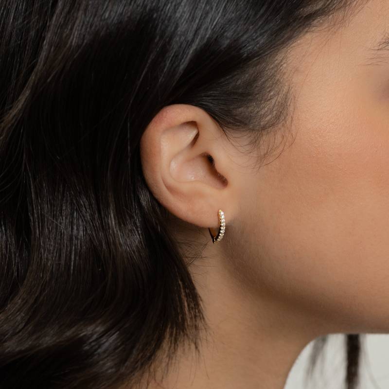 Diamant Huggie Ohrringe, Gold Cz Huggies, Kleine Creolen, Zierliche Silber Brautjungfer Geschenk, Creolen von SamiJEWELS