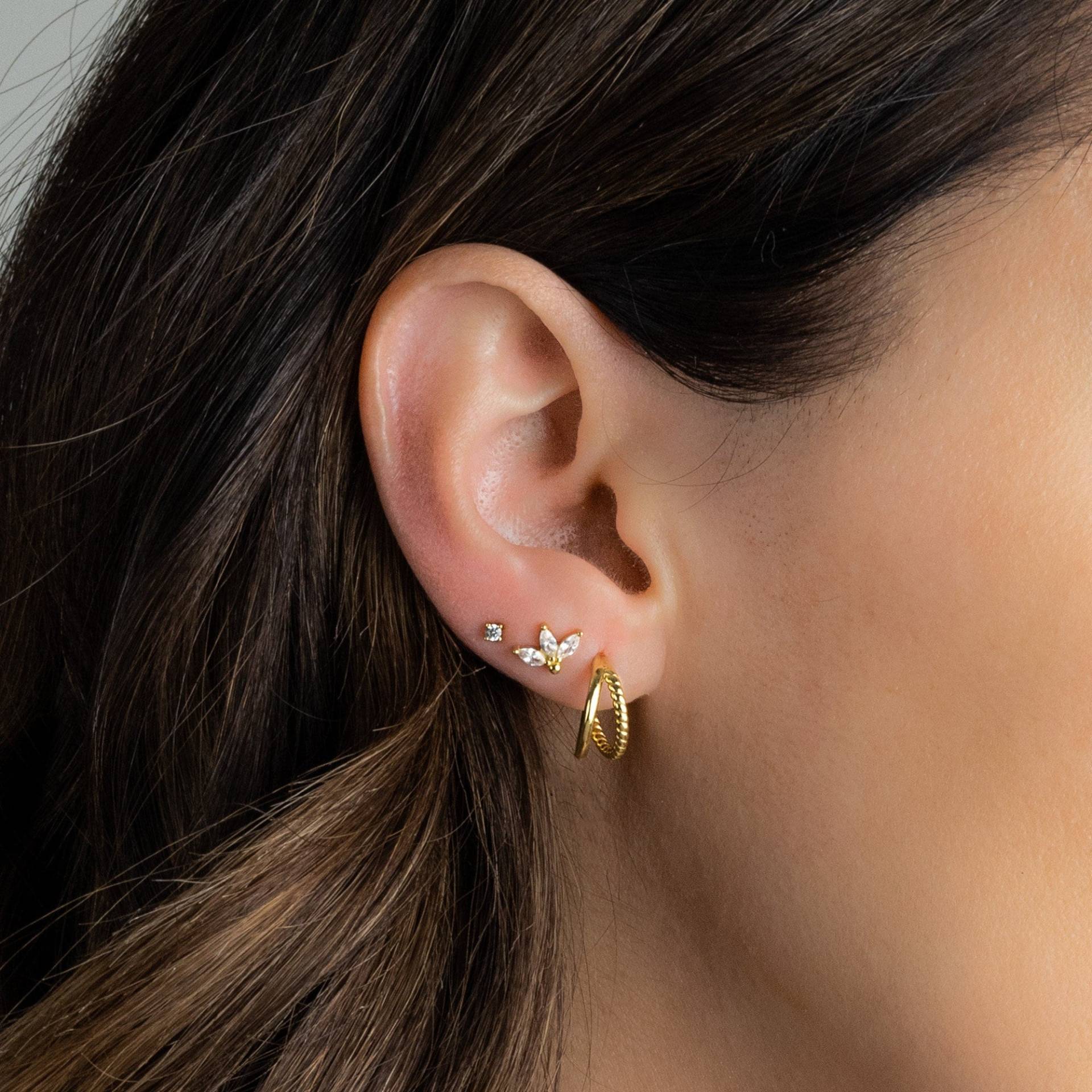 Gold Creolen, Hoop Ohrringe, Doppel Silber Huggies, Huggie Kleine Ohrringe Für Frauen, Geschenk Sie von SamiJEWELS