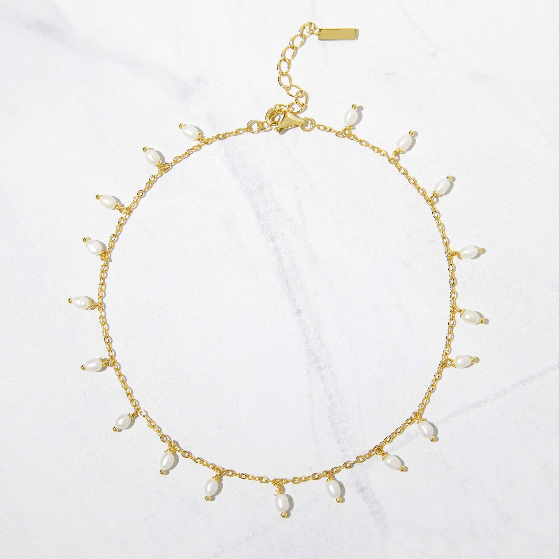 Gold Perle Anklet Süßwasserperle Fußkettchen Zierliche Strand Weiße Braut Perlenschmuck von SamiJEWELS