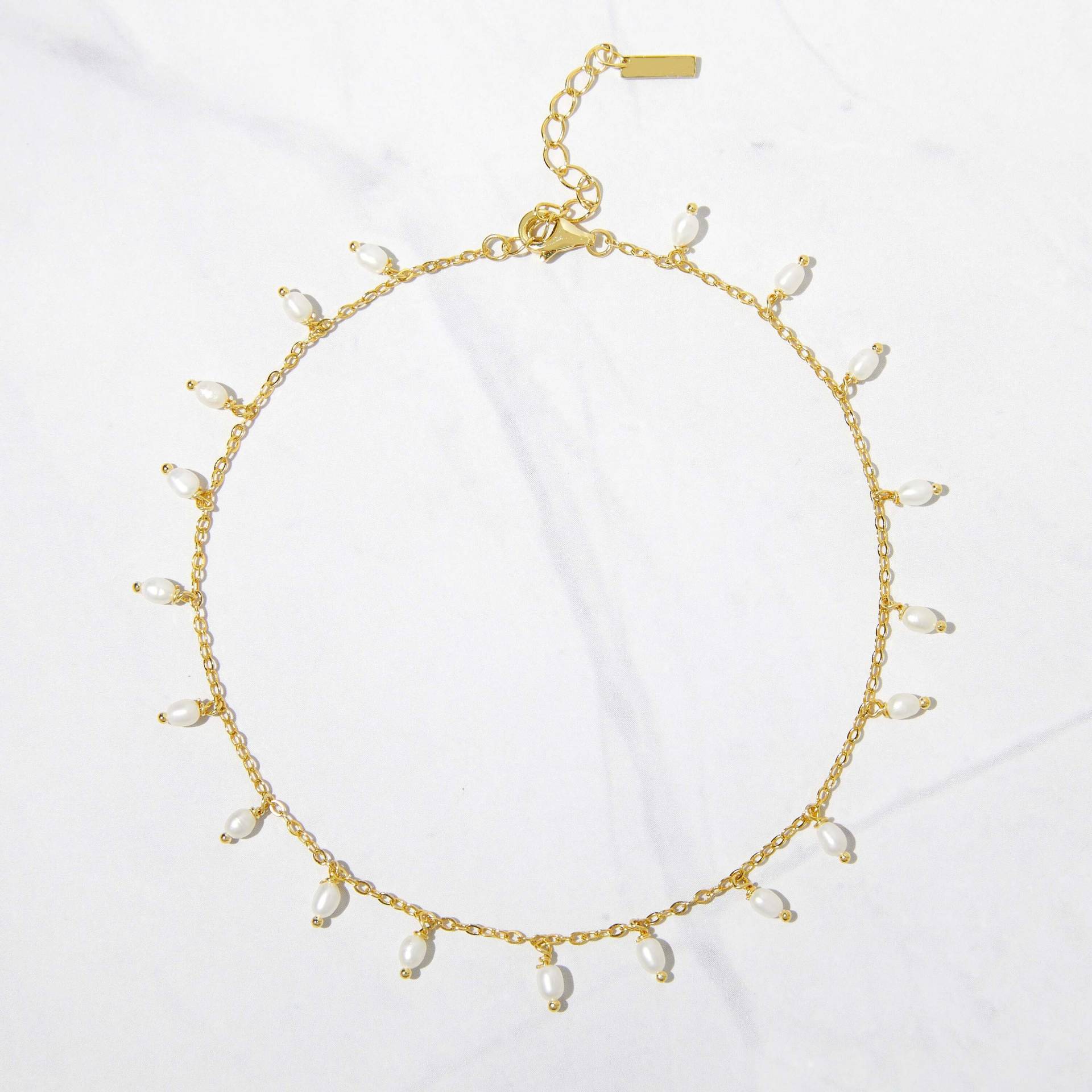 Gold Perle Fußkettchen Süßwasser-Perle Zierliche Beach Anklet Weiße Braut Perlenschmuck Gold Perle Fußkettchen Süßwasser-Perle Zierliche Beach Anklet Weiße Braut Perlenschmuck von SamiJEWELS