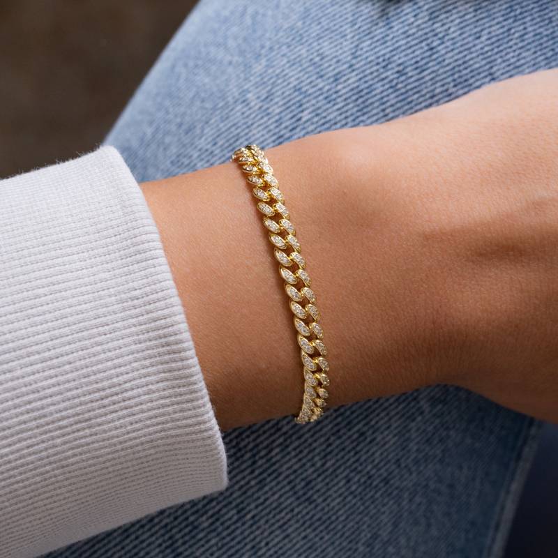 Kettenarmband, Cuban Link Armband, Pave Link, Panzerkettenarmband, Goldkettenarmband, Goldarmband, Geschenk Für Sie, Armband von SamiJEWELS