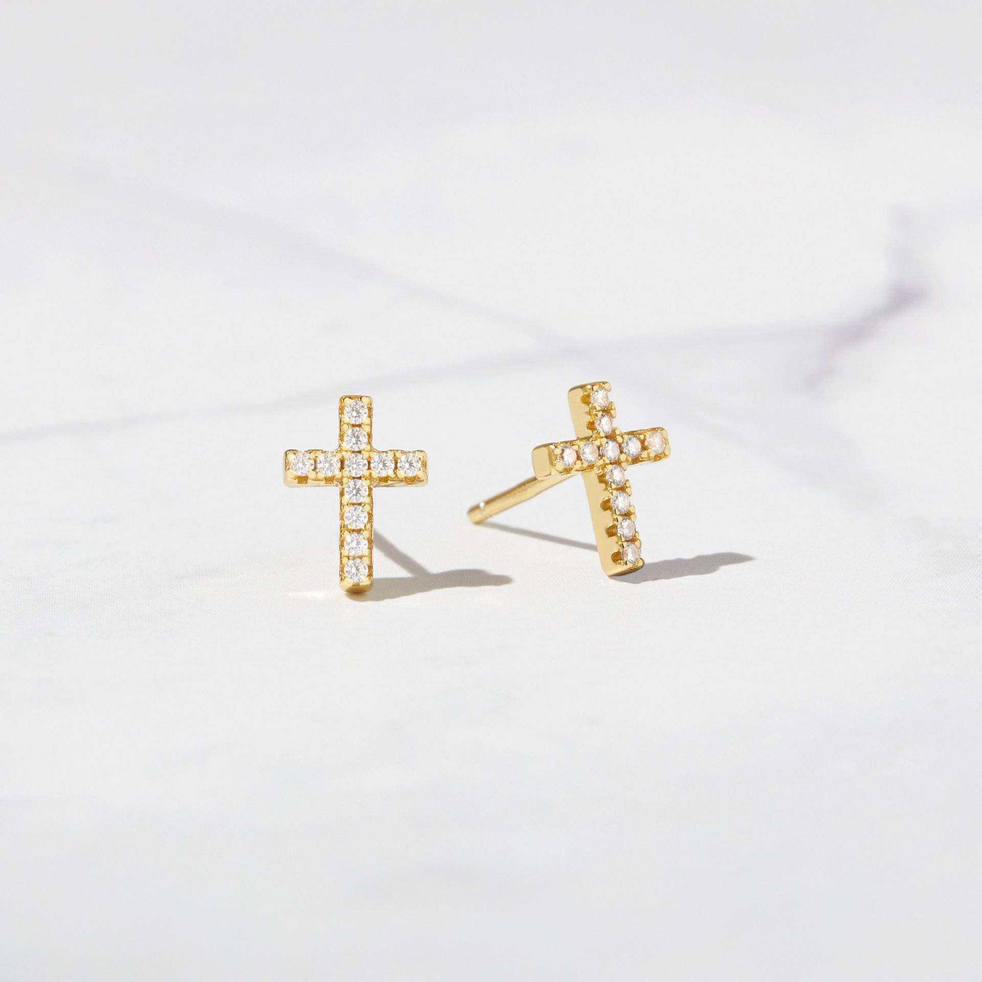 Kreuz Ohrringe, Ohrstecker Minimalist Ohrringe Gold Zarte Ohrring Kleine Geschenk Für Sie von SamiJEWELS