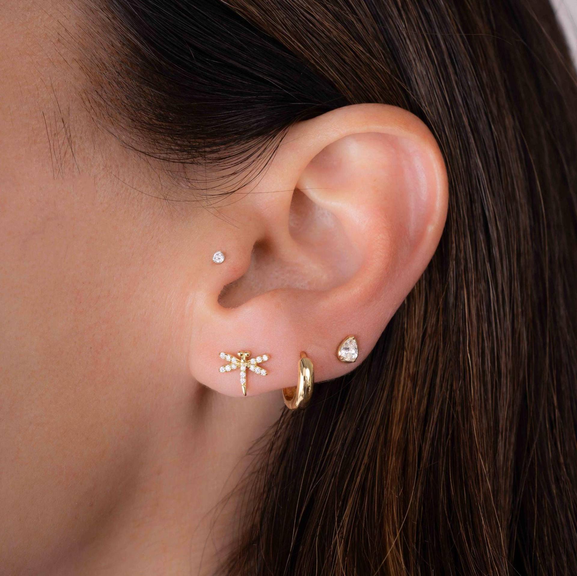 Libelle Ohrringe, Ohrstecker, Minimalist Zierliche Gold Silber Geschenk Für Sie von SamiJEWELS