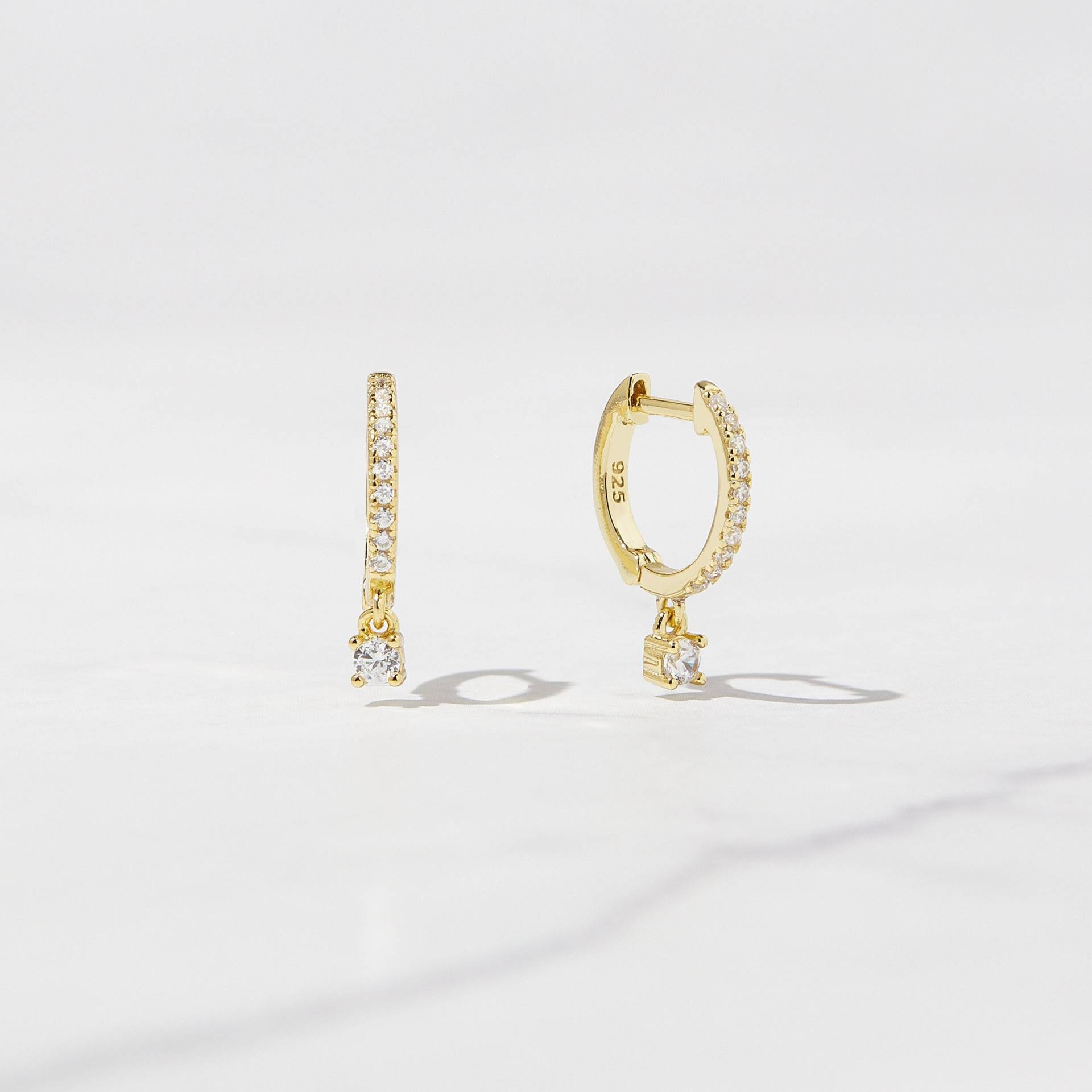 Lünette Tropfen Kleine Creolen, Huggie Ohrringe, Charme Gold Hoop Ohrring, Geschenk von SamiJEWELS