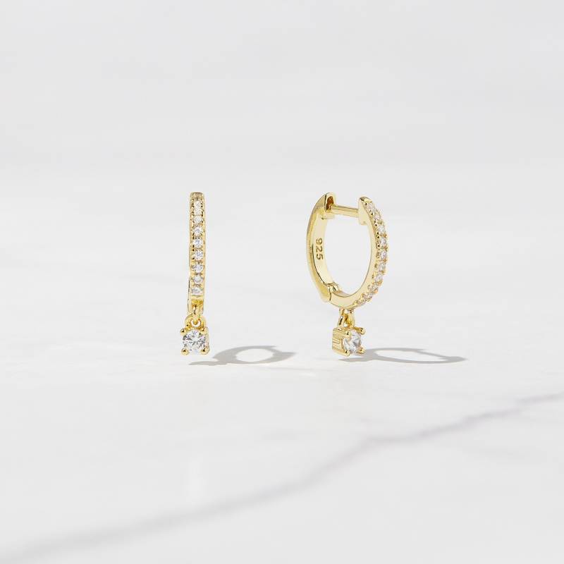 Lünette Tropfen Kleine Creolen, Huggie Ohrringe, Charme Gold Hoop Ohrring, Geschenk von SamiJEWELS