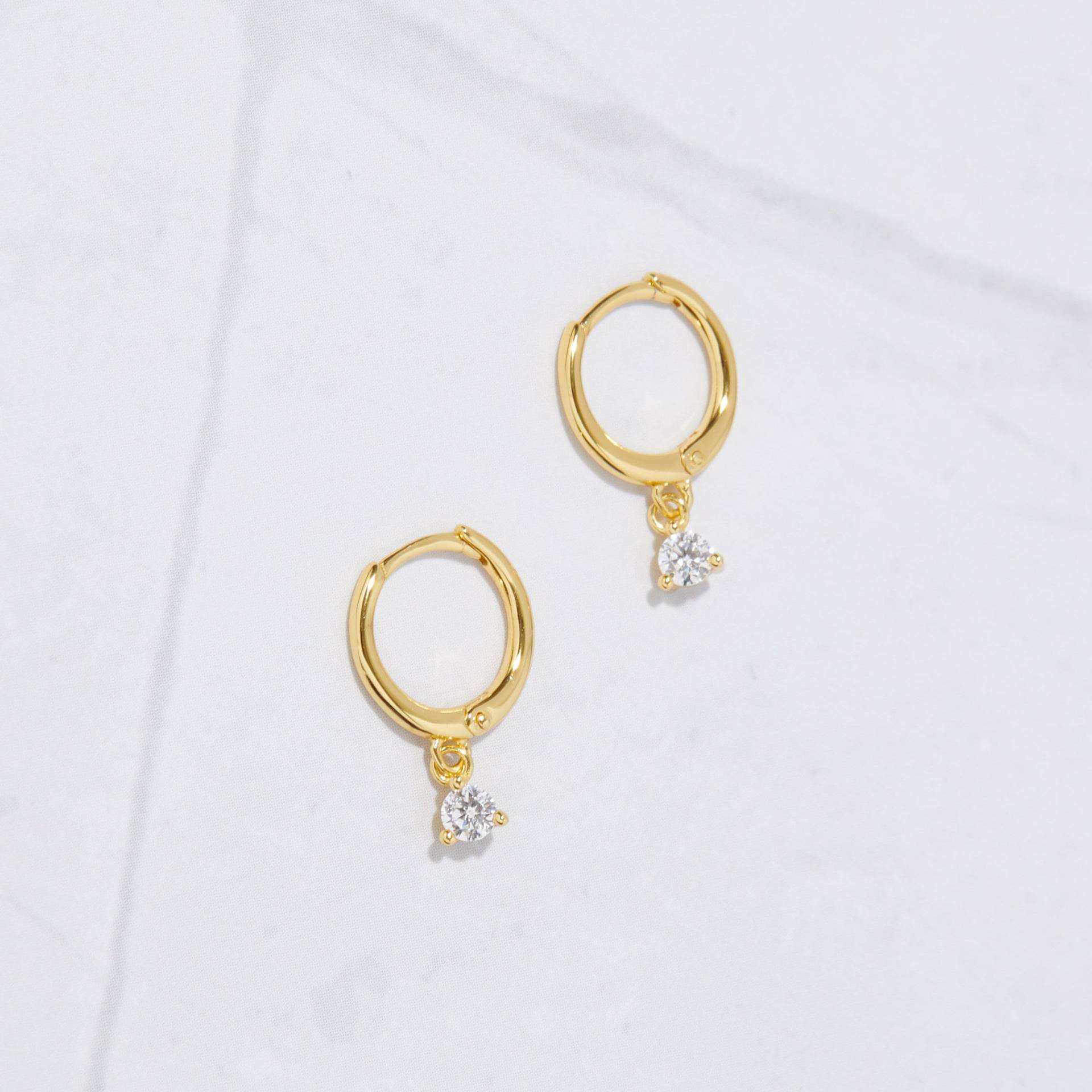 Lünette Tropfen Kleine Creolen, Huggie Ohrringe, Charme Gold Ohrring, Hoop Ohrringe von SamiJEWELS