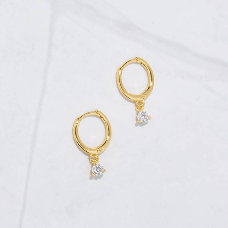 Lünette Tropfen Kleine Creolen, Huggie Ohrringe, Charme Gold Ohrring, Hoop Ohrringe von SamiJEWELS