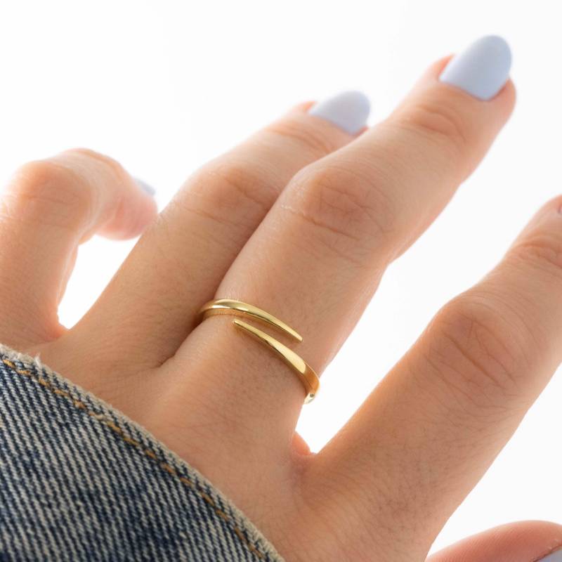 Minimalist Ring, Gold Sterling Silber Schlange Spiral Geschenk Für Sie, Stapel Ring von SamiJEWELS
