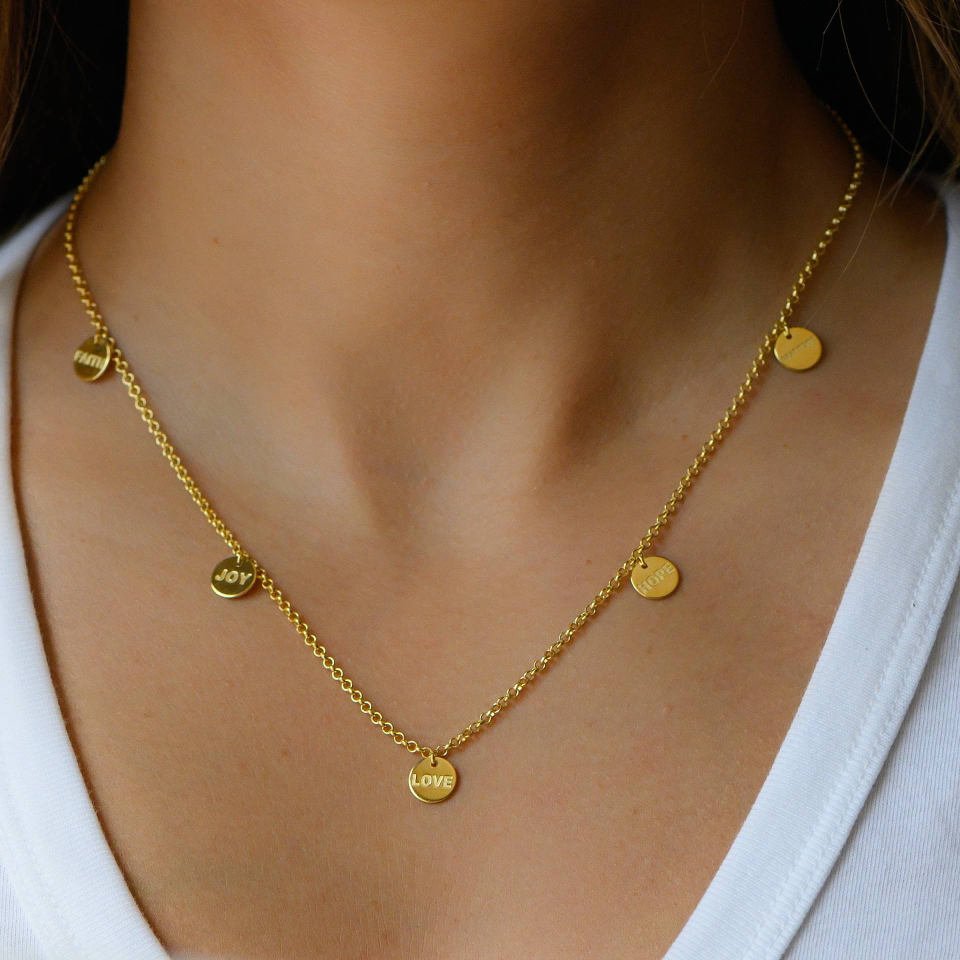 Münze Halskette, Charm Inspiration Weihnachtsgeschenk, Geschenk Für Sie, Spiritueller Schmuck, Gold Halskette von SamiJEWELS