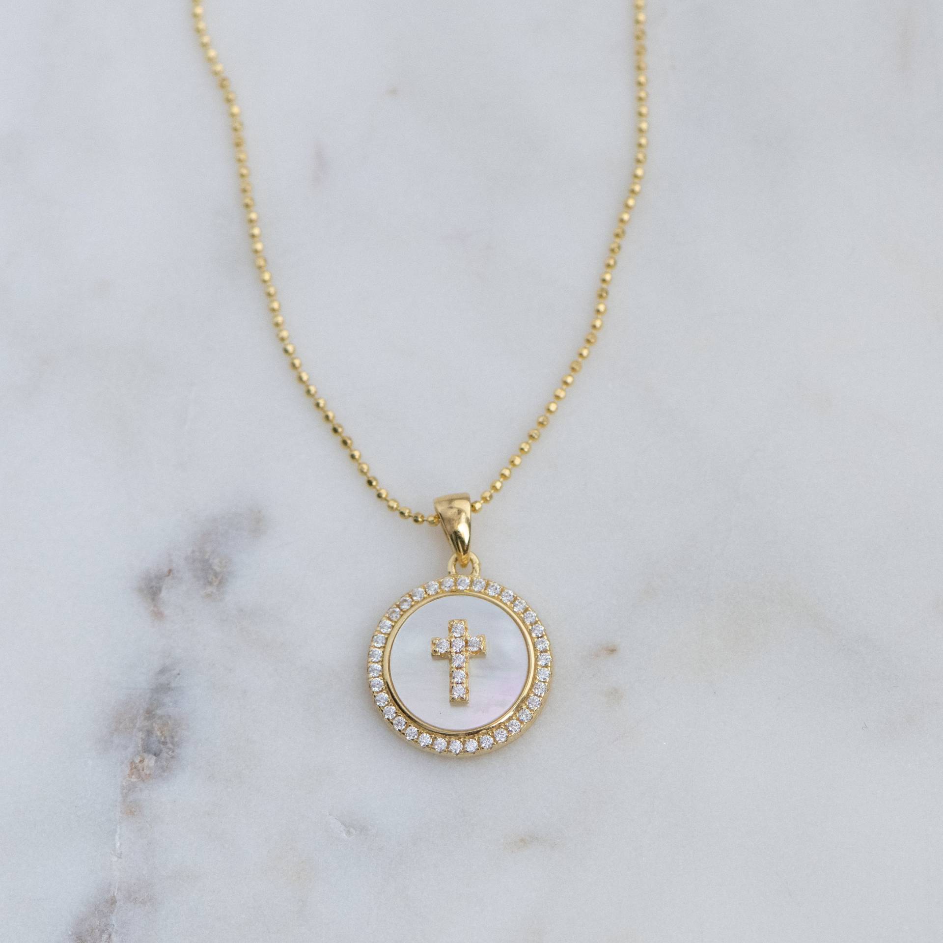 Mutter Der Perle Kreuz Halskette, Anhänger, Medaillon, Geschenk Für Sie, Religiöse Halskette von SamiJEWELS