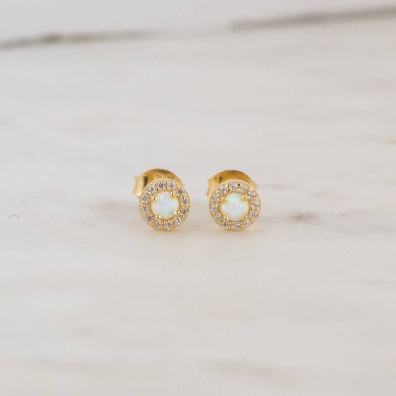 Opal Ohrringe, Ohrstecker, Silber Kleine Gold Zierliche Oktober Geburtsstein von SamiJEWELS