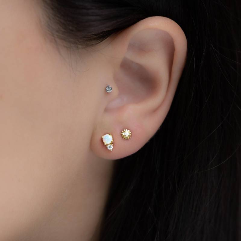 Opal Ohrringe, Ohrstecker, Silber Kleine Gold Zierliche Oktober Geburtsstein von SamiJEWELS