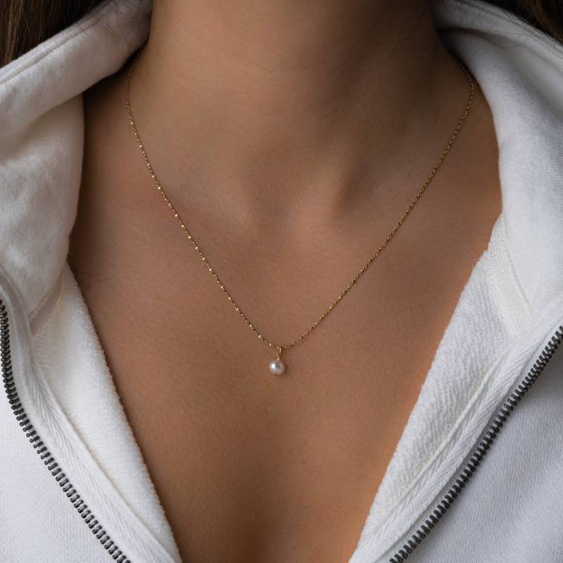 Perlenkette, Süßwasserperle Anhänger, Braut Halskette, Minimalist Perlenschmuck, Geschenk Für Mutter, Sie, Goldkette von SamiJEWELS