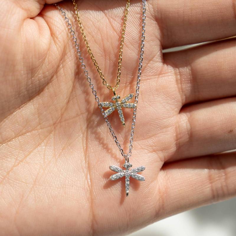 Sami Jewels Libellen Halskette, Anhänger, Spiritueller Schmuck, Geschenk Für Sie, Goldschmuck Minimalist Halskette Zierliche Silber von SamiJEWELS