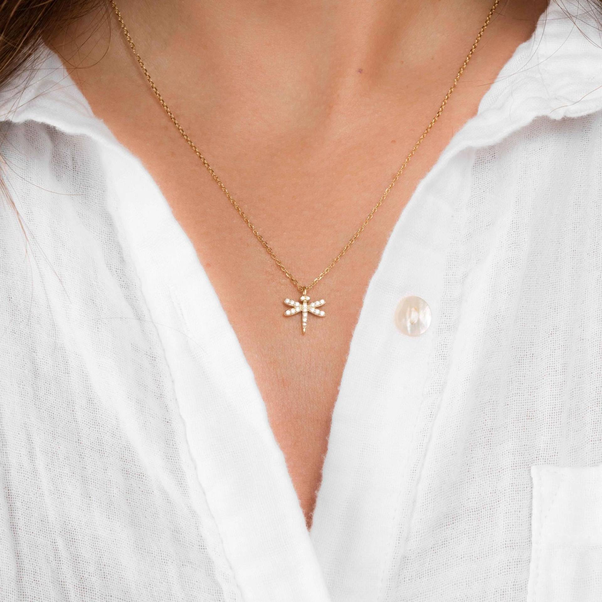 Sami Jewels Libellen Halskette, Anhänger, Spiritueller Schmuck, Geschenk Für Sie, Goldschmuck Minimalist Halskette Zierliche Silber von SamiJEWELS