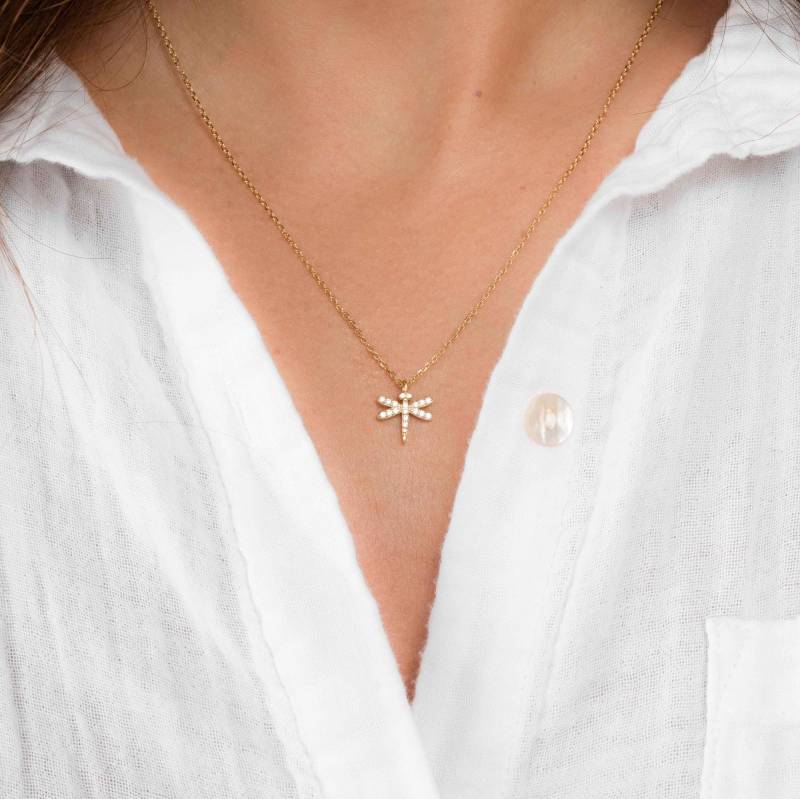 Sami Jewels Libellen Halskette, Anhänger, Spiritueller Schmuck, Geschenk Für Sie, Goldschmuck Minimalist Halskette Zierliche Silber von SamiJEWELS