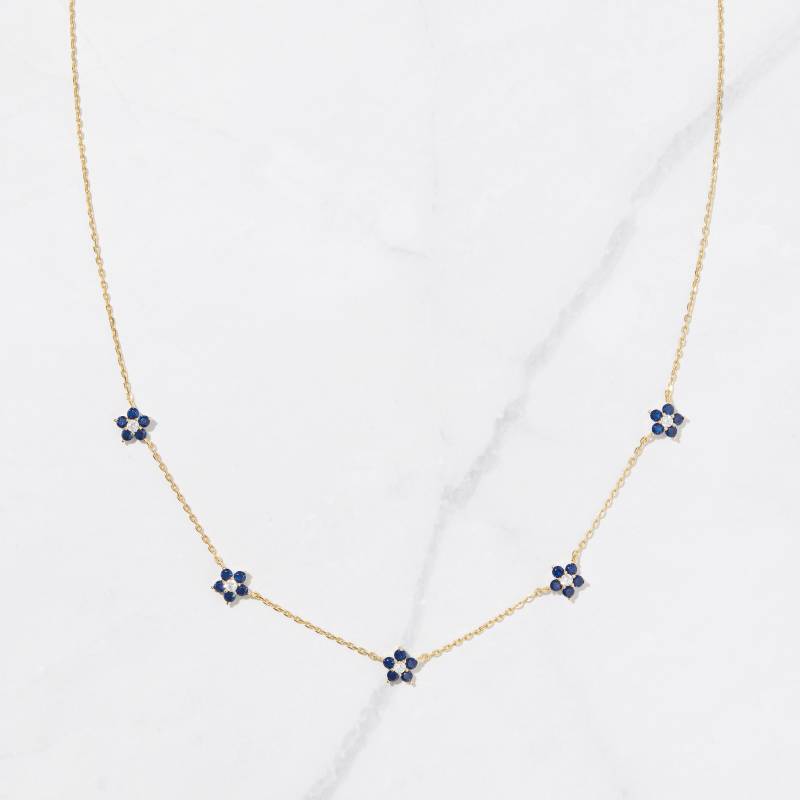 Saphir Halskette, Blume Daisy Zierliche Schmuck, September Geburtsstein, Geschenk Für Sie, Minimalist von SamiJEWELS