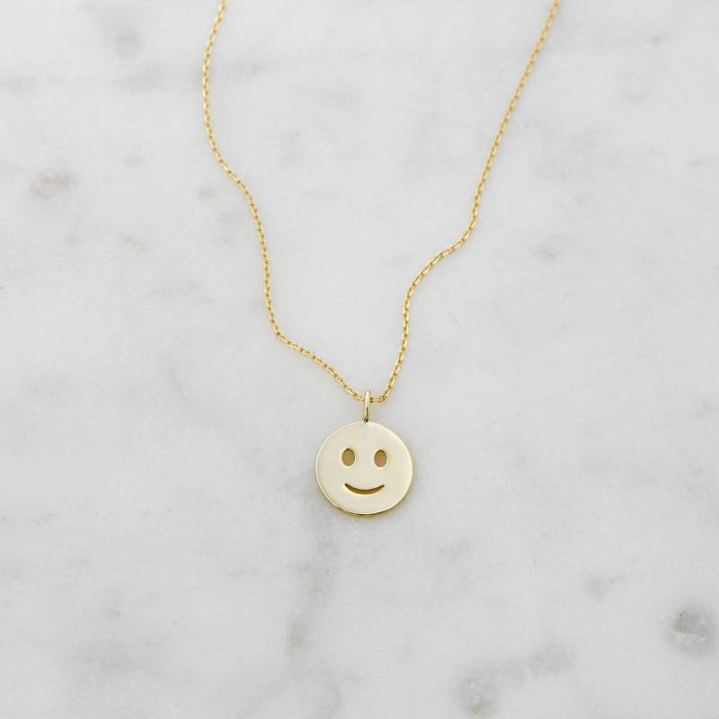 Smiley Gesicht Halskette, Glückliches Schmuck, Emoji Halskette von SamiJEWELS