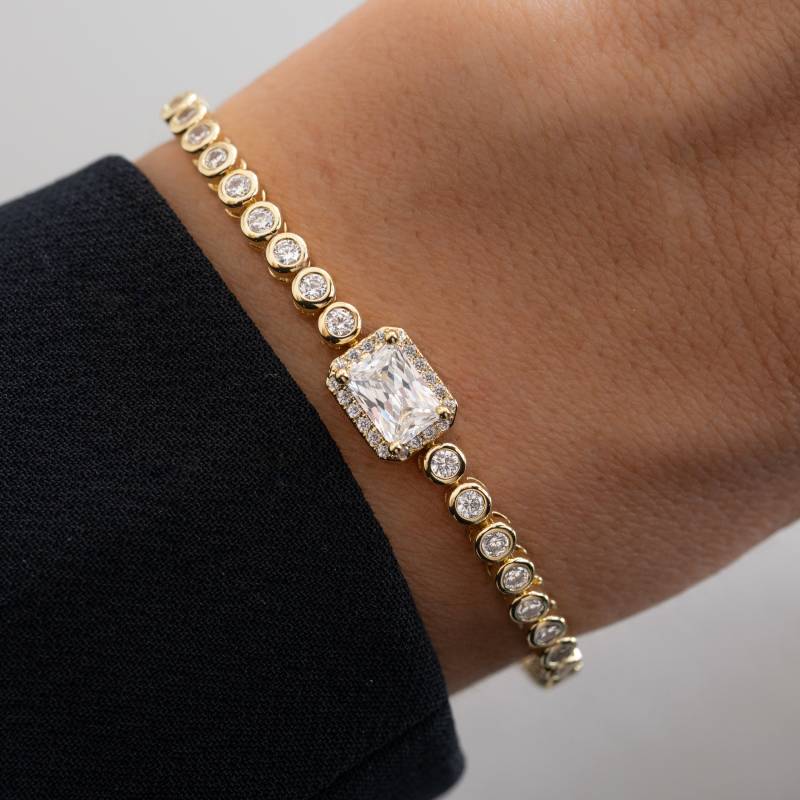 Tennis Armband, Gold Diamant Armband Hochzeitsschmuck Brautschmuck Zierliches Brautjungfer Geschenk Brautarmband Für Sie von SamiJEWELS