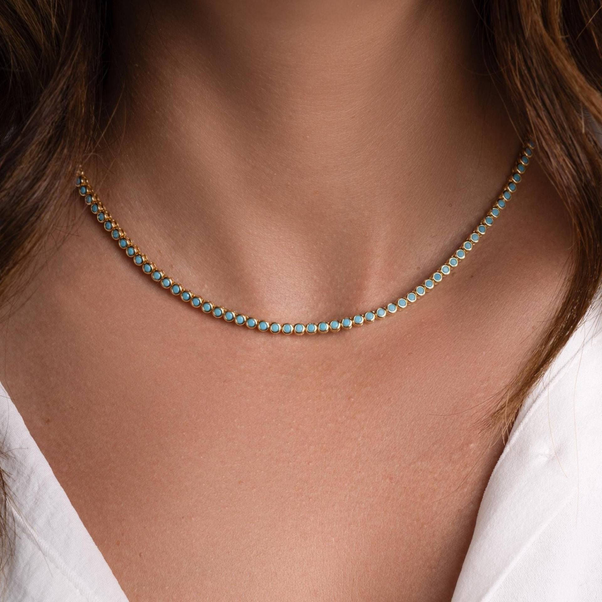 Türkis Halskette, Tennis Layering Schmuck, Zierlicher Sommer Brautjungfer Geschenk, Geschenk Für Sie von SamiJEWELS