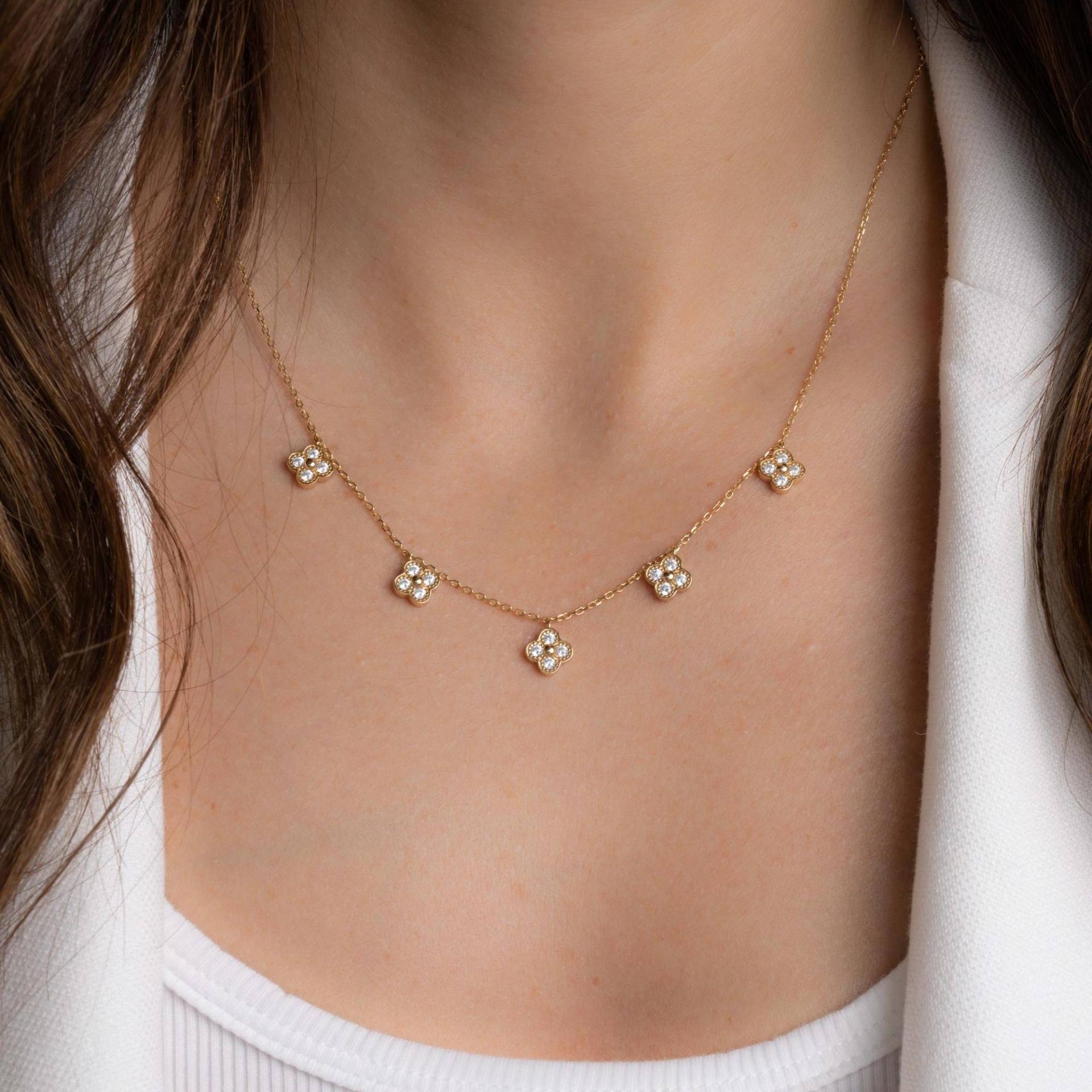 Vier Kleeblatt Halskette, Klee Schmuck, Anhänger, Zierliche Charm Geschenk Für Sie von SamiJEWELS