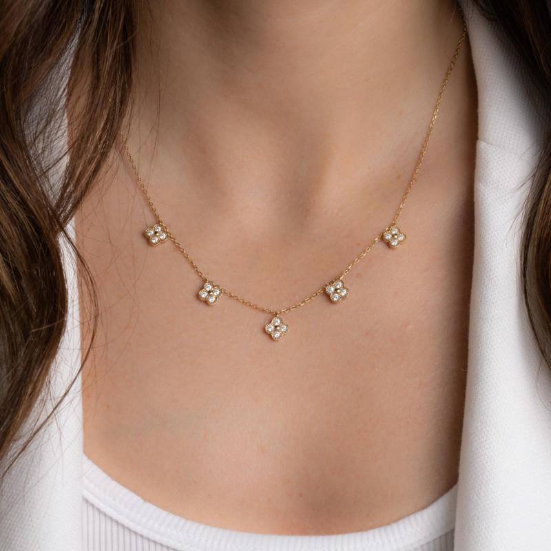 Vier Kleeblatt Halskette, Klee Schmuck, Anhänger, Zierliche Charm Geschenk Für Sie von SamiJEWELS