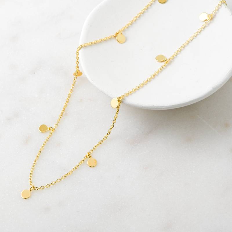 Zierliche Charm Halskette, Sterling Silber Gold Anhänger Minimalist Layering Geschenk Für Sie von SamiJEWELS