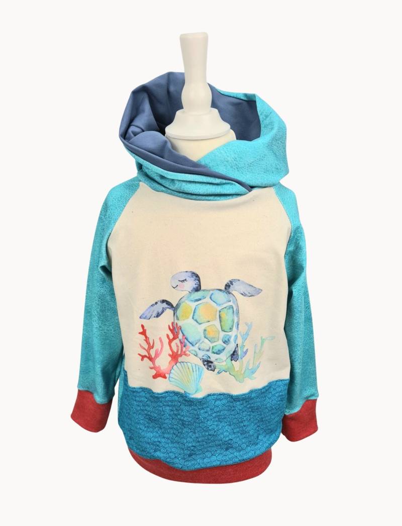 Hoodie Bio Mädchen 92 Jersey Schildkröte Maritim Meer Kinderkleidung Samiri-Kids Handmade von SamiriKids