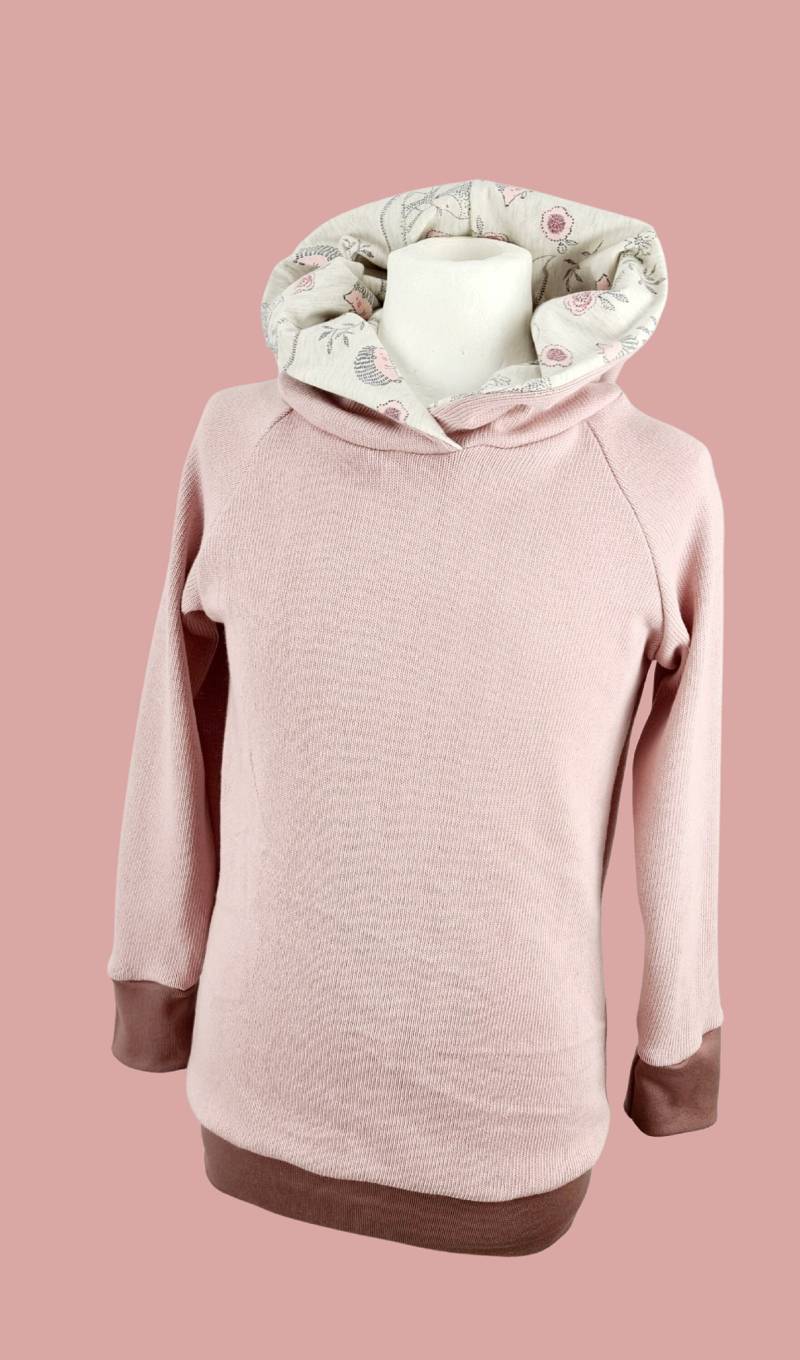 strick Hoodie Mädchen Herbst Igel Fuchs Blumen Rose Grau Tiere Jersey Kapuze Samiri-Kids Handmade von SamiriKids