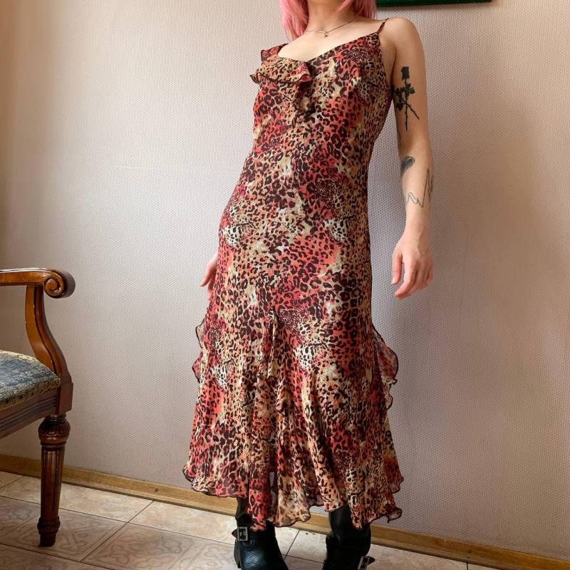 statement Per Una Wild Print Y2K Leopard Slip Dress von Samistshop