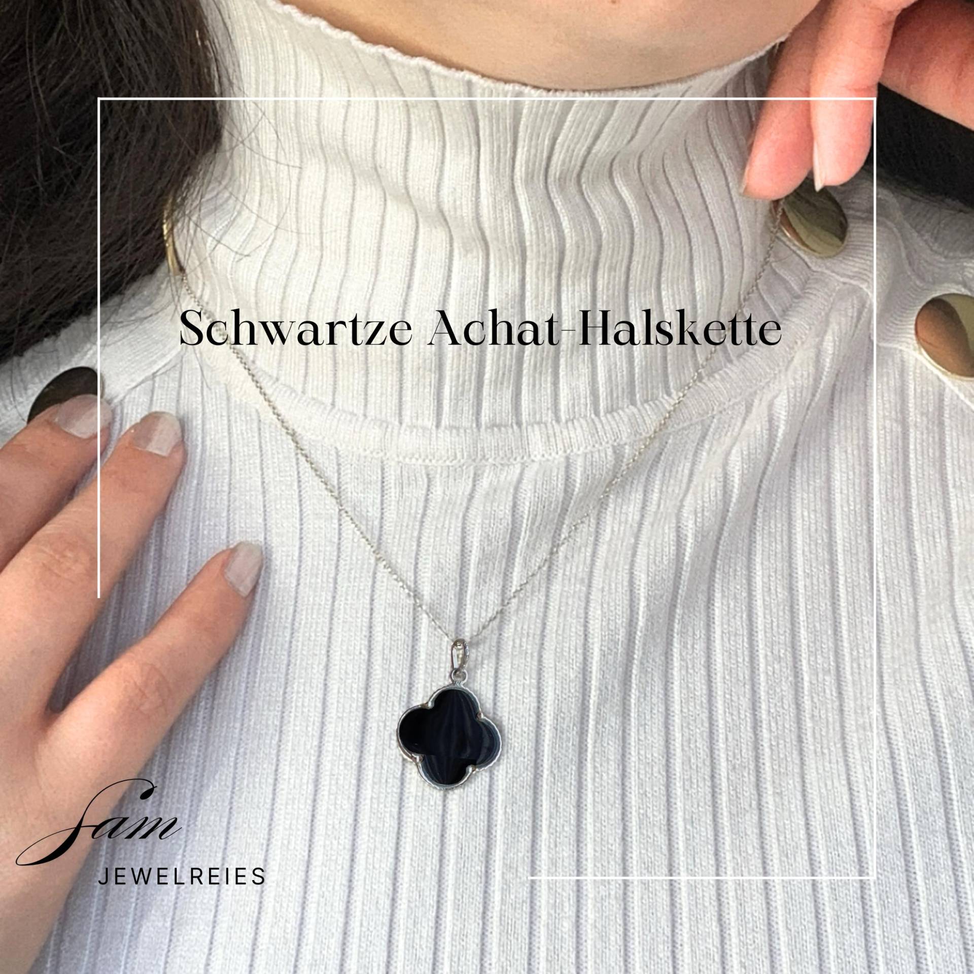 Black Agate Necklace - Handmade 925 Silver Protection Pendant von SamjewelriesDE