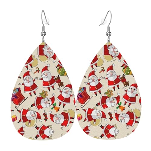 Leichte Ohrringe für Damen, Cartoon-Weihnachtsmann-Druck, Modeschmuck für Kostümpartys und Mädchen-Accessoires, Einheitsgröße, Leder Leichte Ohrringe für Damen, Cartoon-Weihnachtsmann-Druck, Modeschmuck für Kostümpartys und Mädchen-Accessoires, Einheitsgröße, Leder von Samlng