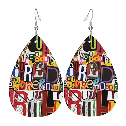 Leichte Ohrringe mit Buchstaben- und Zahlenaufdruck für Frauen – Modeschmuck für Kostümpartys und Mädchen-Accessoires, Einheitsgröße, Leder Leichte Ohrringe mit Buchstaben- und Zahlenaufdruck für Frauen – Modeschmuck für Kostümpartys und Mädchen-Accessoires, Einheitsgröße, Leder von Samlng