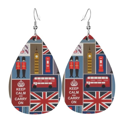 Leichte Ohrringe mit England-Symbol-Druck für Frauen – Modeschmuck für Kostümpartys und Mädchen-Accessoires, Einheitsgröße, Leder Leichte Ohrringe mit England-Symbol-Druck für Frauen – Modeschmuck für Kostümpartys und Mädchen-Accessoires, Einheitsgröße, Leder von SamLng