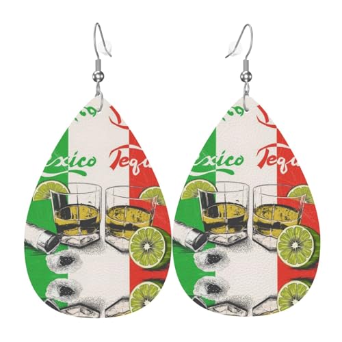 Leichte Ohrringe mit Mexiko-Flagge und Tequila-Druck für Frauen – Modeschmuck für Kostümpartys und Mädchen-Accessoires, Einheitsgröße, Leder Leichte Ohrringe mit Mexiko-Flagge und Tequila-Druck für Frauen – Modeschmuck für Kostümpartys und Mädchen-Accessoires, Einheitsgröße, Leder von Samlng