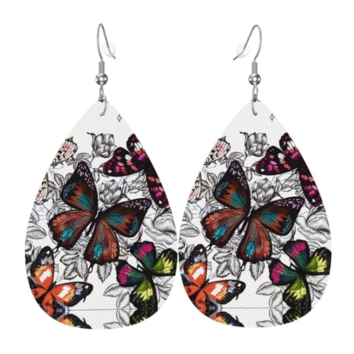 Leichte lila Schmetterlinge mit Blumendruck, baumelnde Ohrringe für Frauen – Modeschmuck für Kostümpartys und Mädchen-Accessoires, Einheitsgröße, Leder Leichte lila Schmetterlinge mit Blumendruck, baumelnde Ohrringe für Frauen – Modeschmuck für Kostümpartys und Mädchen-Accessoires, Einheitsgröße, Leder von Samlng