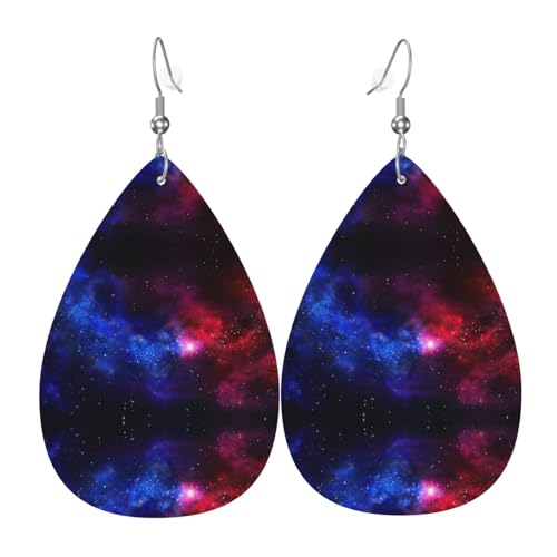 Leichte rot-blaue Galaxie-Druck-Ohrringe für Frauen – Modeschmuck für Kostümpartys und Mädchen-Accessoires, Einheitsgröße, Leder Leichte rot-blaue Galaxie-Druck-Ohrringe für Frauen – Modeschmuck für Kostümpartys und Mädchen-Accessoires, Einheitsgröße, Leder von Samlng