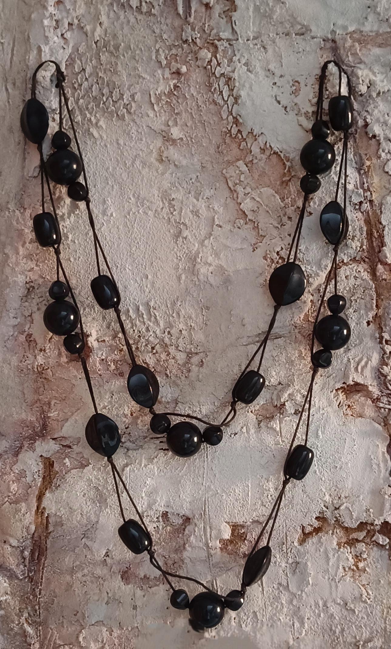 Original 80Er Jahre Kette, Schwarz, Chunky, Statement Kunststoff Perlen von SammelwutVintage