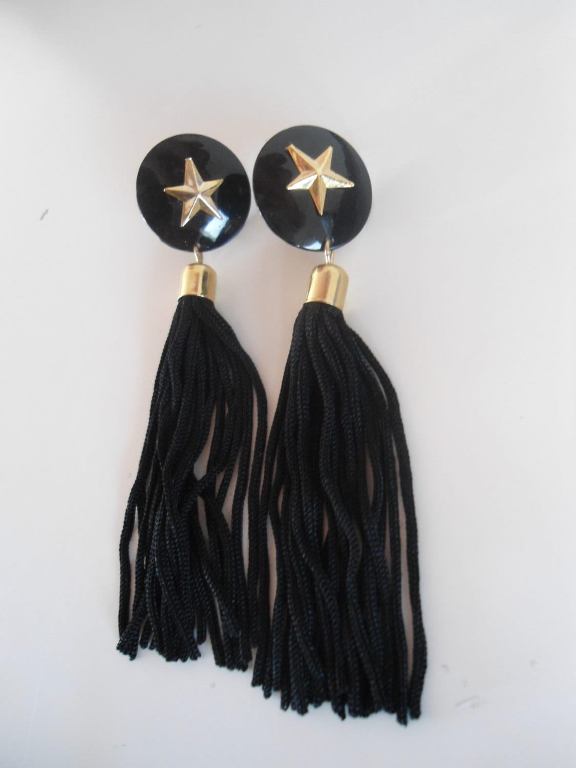 Funky Retro-Vintage-Ohrringe Im 80Er-Jahre-stil. Wunderschöne Schwarze Lange Vintage-Ohrringe von SammiesVintage