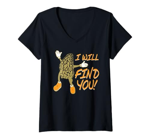 Damen Ich Finde Dich Lustiger Pilz Humor Wald T-Shirt mit V-Ausschnitt von Sammler Von Morchelpilzen Und Freunden