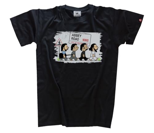 Abby Road Cartoon DTF Vollfarb T-Shirt Klassisch Rundhals Kurzarm Schwarz XXXL von Sammys Shirt Store