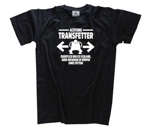 Achtung Transfetter T-Shirt Klassisch Rundhals Kurzarm Schwarz XL von Sammys Shirt Store